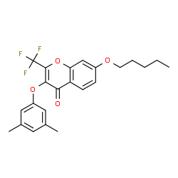 ChemSpider 2D Image | 3-(3,5-Dimethylphenoxy)-7-(pentyloxy)-2-(trifluoromethyl)-4H-chromen-4-one | C23H23F3O4