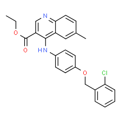 ChemSpider 2D Image | Ethyl 4-({4-[(2-chlorobenzyl)oxy]phenyl}amino)-6-methyl-3-quinolinecarboxylate | C26H23ClN2O3