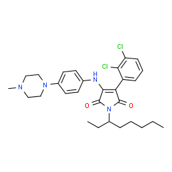 ChemSpider 2D Image | 3-(2,3-Dichlorophenyl)-4-{[4-(4-methyl-1-piperazinyl)phenyl]amino}-1-(3-octanyl)-1H-pyrrole-2,5-dione | C29H36Cl2N4O2