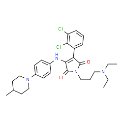 ChemSpider 2D Image | 3-(2,3-Dichlorophenyl)-1-[3-(diethylamino)propyl]-4-{[4-(4-methyl-1-piperidinyl)phenyl]amino}-1H-pyrrole-2,5-dione | C29H36Cl2N4O2