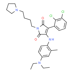 ChemSpider 2D Image | 3-(2,3-Dichlorophenyl)-4-{[4-(diethylamino)-2-methylphenyl]amino}-1-[4-(1-pyrrolidinyl)butyl]-1H-pyrrole-2,5-dione | C29H36Cl2N4O2