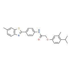 ChemSpider 2D Image | 2-(4-Isopropyl-3-methylphenoxy)-N-[4-(6-methyl-1,3-benzothiazol-2-yl)phenyl]acetamide | C26H26N2O2S