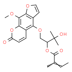 ChemSpider 2D Image | 3-Hydroxy-1-[(9-methoxy-7-oxo-7H-furo[3,2-g]chromen-4-yl)oxy]-3-methyl-2-butanyl (2Z)-2-methyl-2-butenoate | C22H24O8
