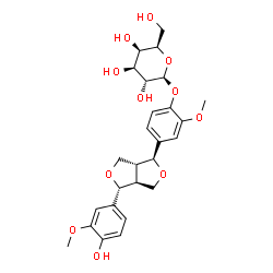ChemSpider 2D Image | 4-[(1S,3aS,4R,6aR)-4-(4-Hydroxy-3-methoxyphenyl)tetrahydro-1H,3H-furo[3,4-c]furan-1-yl]-2-methoxyphenyl beta-D-galactopyranoside | C26H32O11