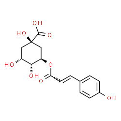ChemSpider 2D Image | (1R,3R,4R,5R)-1,3,4-Trihydroxy-5-{[(2E)-3-(4-hydroxyphenyl)-2-propenoyl]oxy}cyclohexanecarboxylic acid | C16H18O8