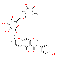 ChemSpider 2D Image | [5-Hydroxy-7-(4-hydroxyphenyl)-2-methyl-6-oxo-2H,6H-pyrano[3,2-g]chromen-2-yl]methyl 6-O-(6-deoxy-alpha-L-talopyranosyl)-beta-D-galactopyranoside | C32H36O15