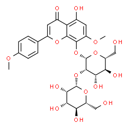 ChemSpider 2D Image | 5-Hydroxy-7-methoxy-2-(4-methoxyphenyl)-4-oxo-4H-chromen-8-yl 2-O-beta-D-mannopyranosyl-beta-D-mannopyranoside | C29H34O16