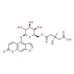 ChemSpider 2D Image | 7-Oxo-7H-furo[3,2-g]chromen-4-yl 6-O-(4-carboxy-3-hydroxy-3-methylbutanoyl)-beta-D-galactopyranoside | C23H24O13
