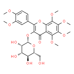 ChemSpider 2D Image | 2-(3,4-Dimethoxyphenyl)-5,6,7,8-tetramethoxy-4-oxo-4H-chromen-3-yl beta-D-mannopyranoside | C27H32O14