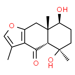 ChemSpider 2D Image | (4aR,5R,8S,8aS)-5,8-Dihydroxy-3,5,8a-trimethyl-5,6,7,8,8a,9-hexahydronaphtho[2,3-b]furan-4(4aH)-one | C15H20O4