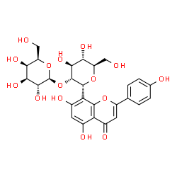 ChemSpider 2D Image | (1R)-1,5-Anhydro-1-[5,7-dihydroxy-2-(4-hydroxyphenyl)-4-oxo-4H-chromen-8-yl]-2-O-beta-D-galactopyranosyl-D-glucitol | C27H30O15