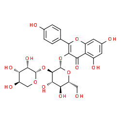 ChemSpider 2D Image | 5,7-Dihydroxy-2-(4-hydroxyphenyl)-4-oxo-4H-chromen-3-yl 2-O-beta-D-lyxopyranosyl-beta-D-glucopyranoside | C26H28O15