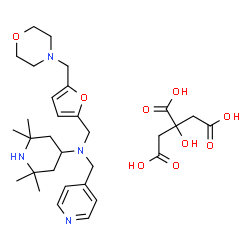 ChemSpider 2D Image | 2,2,6,6-Tetramethyl-N-{[5-(4-morpholinylmethyl)-2-furyl]methyl}-N-(4-pyridinylmethyl)-4-piperidinamine 2-hydroxy-1,2,3-propanetricarboxylate (1:1) | C31H46N4O9