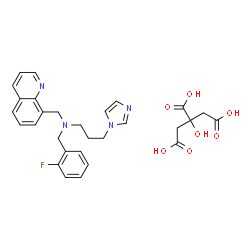 ChemSpider 2D Image | N-(2-Fluorobenzyl)-3-(1H-imidazol-1-yl)-N-(8-quinolinylmethyl)-1-propanamine 2-hydroxy-1,2,3-propanetricarboxylate (1:1) | C29H31FN4O7