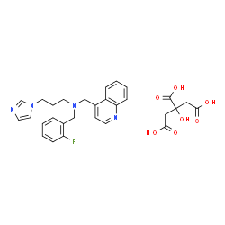 ChemSpider 2D Image | N-(2-Fluorobenzyl)-3-(1H-imidazol-1-yl)-N-(4-quinolinylmethyl)-1-propanamine 2-hydroxy-1,2,3-propanetricarboxylate (1:1) | C29H31FN4O7