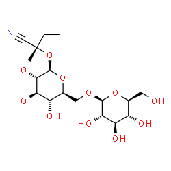 ChemSpider 2D Image | (2S)-2-{[6-O-(beta-L-Glucopyranosyl)-beta-L-glucopyranosyl]oxy}-2-methylbutanenitrile | C17H29NO11