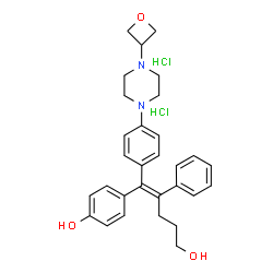 ChemSpider 2D Image | 4-[(1E)-5-Hydroxy-1-{4-[4-(3-oxetanyl)-1-piperazinyl]phenyl}-2-phenyl-1-penten-1-yl]phenol dihydrochloride | C30H36Cl2N2O3