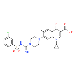 ChemSpider 2D Image | 7-(4-{N-[(3-Chlorophenyl)sulfonyl]carbamimidoyl}-1-piperazinyl)-1-cyclopropyl-6-fluoro-4-oxo-1,4-dihydro-3-quinolinecarboxylic acid | C24H23ClFN5O5S