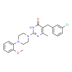ChemSpider 2D Image | 5-(3-Chlorobenzyl)-2-[4-(2-methoxyphenyl)-1-piperazinyl]-6-methyl-4(1H)-pyrimidinone | C23H25ClN4O2