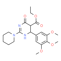 ChemSpider 2D Image | Ethyl 4-oxo-2-(1-piperidinyl)-6-(3,4,5-trimethoxyphenyl)-1,4,5,6-tetrahydro-5-pyrimidinecarboxylate | C21H29N3O6