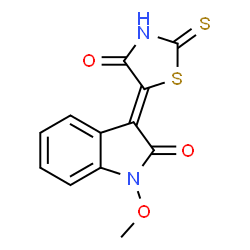 ChemSpider 2D Image | (3Z)-1-Methoxy-3-(4-oxo-2-thioxo-1,3-thiazolidin-5-ylidene)-1,3-dihydro-2H-indol-2-one | C12H8N2O3S2