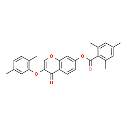ChemSpider 2D Image | 3-(2,5-Dimethylphenoxy)-4-oxo-4H-chromen-7-yl 2,4,6-trimethylbenzoate | C27H24O5