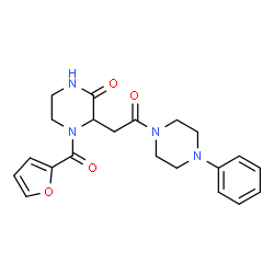 ChemSpider 2D Image | 4-(2-Furoyl)-3-[2-oxo-2-(4-phenyl-1-piperazinyl)ethyl]-2-piperazinone | C21H24N4O4