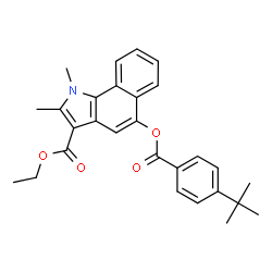 ChemSpider 2D Image | Ethyl 5-[(4-tert-butylbenzoyl)oxy]-1,2-dimethyl-1H-benzo[g]indole-3-carboxylate | C28H29NO4