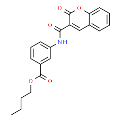 ChemSpider 2D Image | Butyl 3-{[(2-oxo-2H-chromen-3-yl)carbonyl]amino}benzoate | C21H19NO5