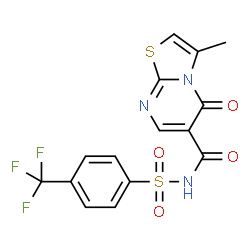 ChemSpider 2D Image | 3-Methyl-5-oxo-N-{[4-(trifluoromethyl)phenyl]sulfonyl}-5H-[1,3]thiazolo[3,2-a]pyrimidine-6-carboxamide | C15H10F3N3O4S2