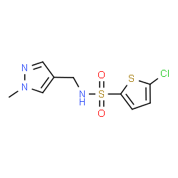 ChemSpider 2D Image | 5-Chloro-N-[(1-methyl-1H-pyrazol-4-yl)methyl]-2-thiophenesulfonamide | C9H10ClN3O2S2