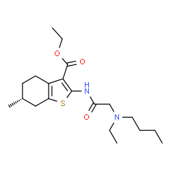 ChemSpider 2D Image | Ethyl (6R)-2-[(N-butyl-N-ethylglycyl)amino]-6-methyl-4,5,6,7-tetrahydro-1-benzothiophene-3-carboxylate | C20H32N2O3S