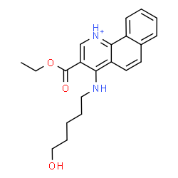 ChemSpider 2D Image | 3-(Ethoxycarbonyl)-4-[(5-hydroxypentyl)amino]benzo[h]quinolinium | C21H25N2O3