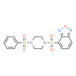 ChemSpider 2D Image | 4-[[4-(Phenylsulfonyl)-1-piperazinyl]sulfonyl]-2,1,3-benzoxadiazole | C16H16N4O5S2