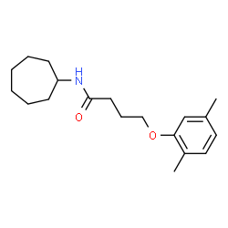 ChemSpider 2D Image | N-Cycloheptyl-4-(2,5-dimethylphenoxy)butanamide | C19H29NO2