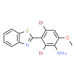 ChemSpider 2D Image | 3-(1,3-Benzothiazol-2-yl)-2,4-dibromo-6-methoxyaniline | C14H10Br2N2OS