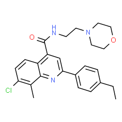 ChemSpider 2D Image | 7-Chloro-2-(4-ethylphenyl)-8-methyl-N-[2-(4-morpholinyl)ethyl]-4-quinolinecarboxamide | C25H28ClN3O2