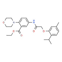 ChemSpider 2D Image | Ethyl 5-{[(2-isopropyl-5-methylphenoxy)acetyl]amino}-2-(4-morpholinyl)benzoate | C25H32N2O5