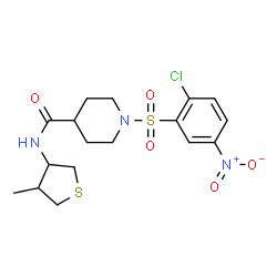 ChemSpider 2D Image | 1-[(2-Chloro-5-nitrophenyl)sulfonyl]-N-(4-methyltetrahydro-3-thiophenyl)-4-piperidinecarboxamide | C17H22ClN3O5S2