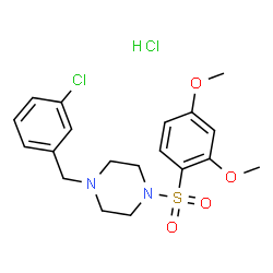 ChemSpider 2D Image | 1-(3-Chlorobenzyl)-4-[(2,4-dimethoxyphenyl)sulfonyl]piperazine hydrochloride (1:1) | C19H24Cl2N2O4S