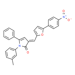 ChemSpider 2D Image | (3E)-1-(3-Methylphenyl)-3-{[5-(4-nitrophenyl)-2-furyl]methylene}-5-phenyl-1,3-dihydro-2H-pyrrol-2-one | C28H20N2O4