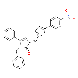 ChemSpider 2D Image | (3E)-1-Benzyl-3-{[5-(4-nitrophenyl)-2-furyl]methylene}-5-phenyl-1,3-dihydro-2H-pyrrol-2-one | C28H20N2O4