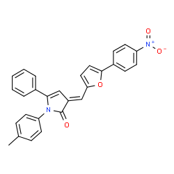 ChemSpider 2D Image | (3E)-1-(4-Methylphenyl)-3-{[5-(4-nitrophenyl)-2-furyl]methylene}-5-phenyl-1,3-dihydro-2H-pyrrol-2-one | C28H20N2O4