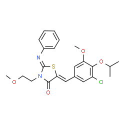 ChemSpider 2D Image | (2Z,5Z)-5-(3-Chloro-4-isopropoxy-5-methoxybenzylidene)-3-(2-methoxyethyl)-2-(phenylimino)-1,3-thiazolidin-4-one | C23H25ClN2O4S
