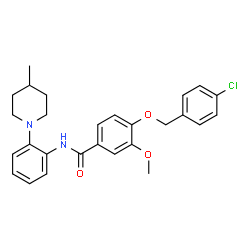 ChemSpider 2D Image | 4-[(4-Chlorobenzyl)oxy]-3-methoxy-N-[2-(4-methyl-1-piperidinyl)phenyl]benzamide | C27H29ClN2O3