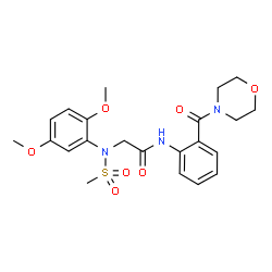 ChemSpider 2D Image | N~2~-(2,5-Dimethoxyphenyl)-N~2~-(methylsulfonyl)-N-[2-(4-morpholinylcarbonyl)phenyl]glycinamide | C22H27N3O7S