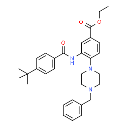 ChemSpider 2D Image | Ethyl 4-(4-benzylpiperazin-1-yl)-3-[(4-tert-butylbenzoyl)amino]benzoate | C31H37N3O3