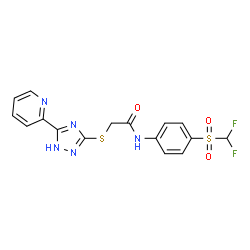 ChemSpider 2D Image | N-{4-[(Difluoromethyl)sulfonyl]phenyl}-2-{[5-(2-pyridinyl)-1H-1,2,4-triazol-3-yl]sulfanyl}acetamide | C16H13F2N5O3S2