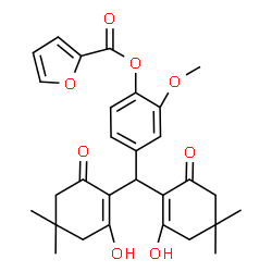ChemSpider 2D Image | 4-[Bis(2-hydroxy-4,4-dimethyl-6-oxo-1-cyclohexen-1-yl)methyl]-2-methoxyphenyl 2-furoate | C29H32O8