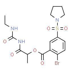 ChemSpider 2D Image | 1-[(Ethylcarbamoyl)amino]-1-oxo-2-propanyl 2-bromo-5-(1-pyrrolidinylsulfonyl)benzoate | C17H22BrN3O6S